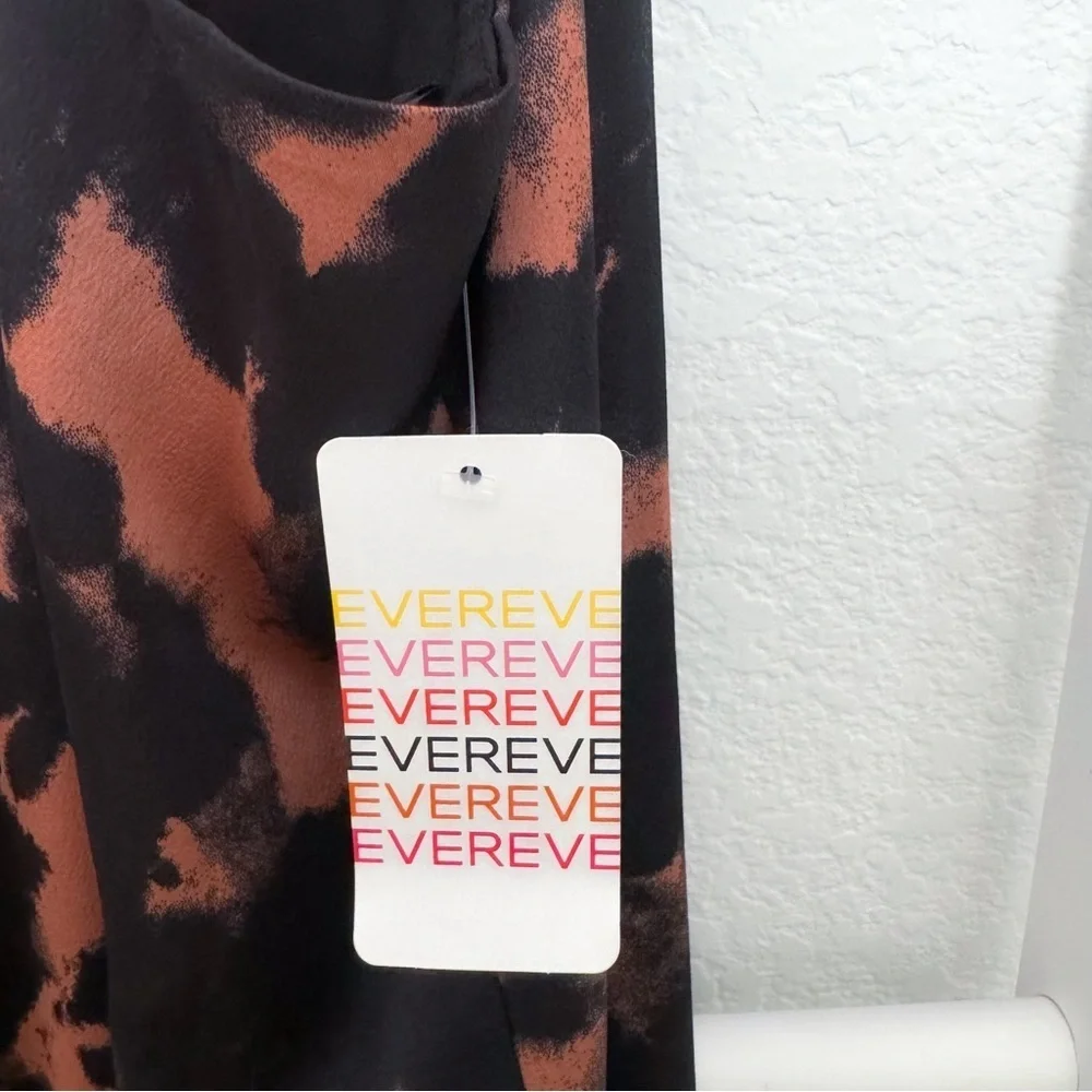 Evereve Peyton Jensen Willa Shift Midi Dress Tie Dye Black Coral NEW